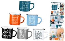 6 Pcs Thank You Gifts 12 oz Enamel Mug with Handle Employee Appreciation Gift