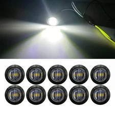 10X White Smoked Round Side Marker lights Truck Trailer  3/4"LED Bullet Light