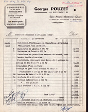 SAINT-AMAND-MONTROND (18) SERRURERIE MARECHALERIE "Georges POUZET" Facture 1957