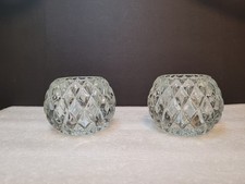 2 Vintage Crystal Glass Candle Holders  