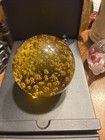 Art Glass Bullicante Paperweight Amber Citrine Gold Color Controlled Bubble 3.5” — photo 3