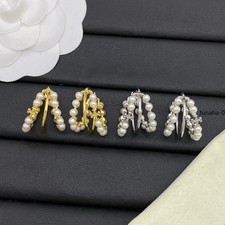 2026 Tory Burch Pearl Silver Thread Simple Earrings  TB Series