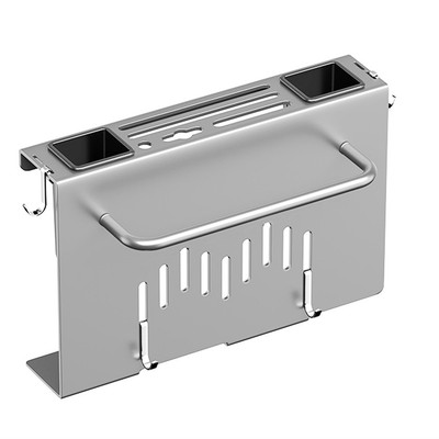 Cesto Portatutto Sospeso Per Rubinetto Doccia – Grigio – Organizer Bagno In Alluminio 38x28x12 Cm
