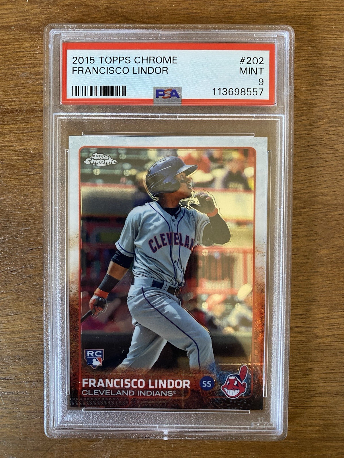2015 TOPPS CHROME #202 FRANCISCO LINDOR ROOKIE RC SP PSA 9