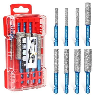 8-Pack Diamond Drill Bits for Ceramic, 2-in-1 Drilling & Milling Tile Drill B...