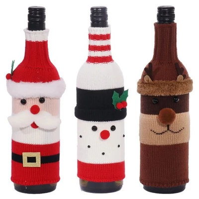 Ensemble de housses de pull pour bouteille de vin de Noël festif pour bouteille - Photo 1/4
