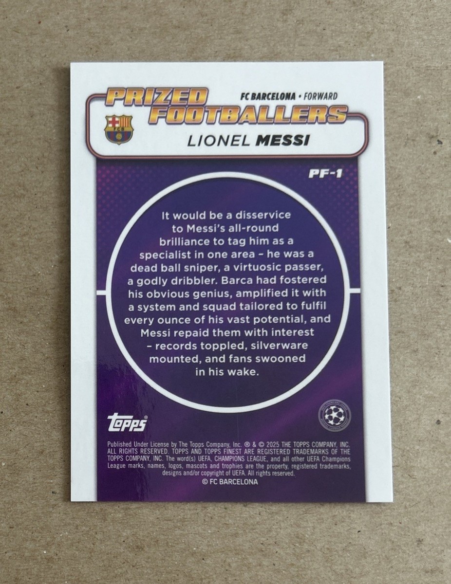 2024-25 Topps Finest UEFA CL Soccer Lionel Messi Black Card #PF-1