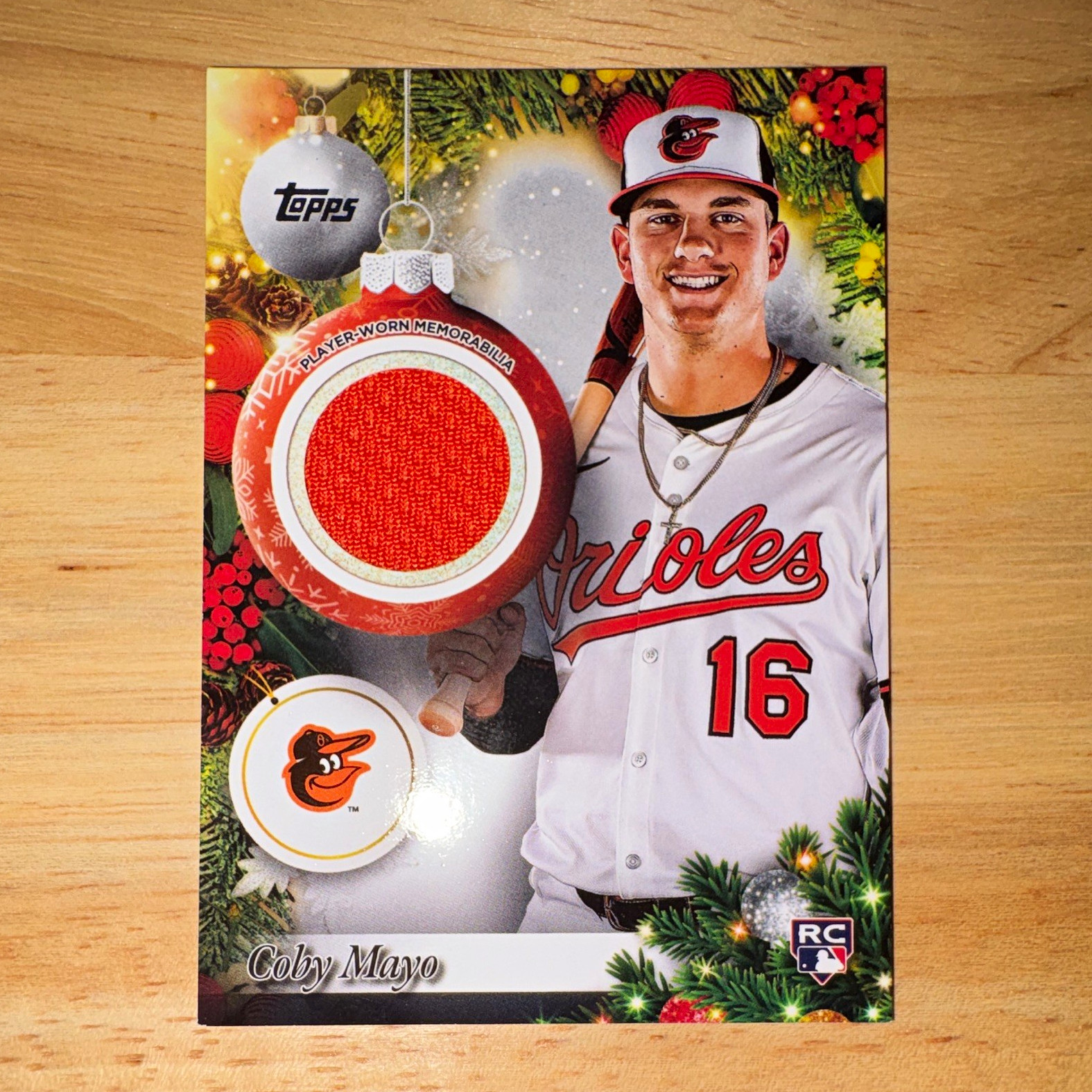Coby Mayo 2025 Topps Holiday Baltimore Orioles Rookie Player Relic #PR-CM