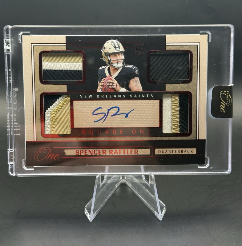 Panini 2024 Panini One Spencer Rattler Saints Square One Auto Patch Red 23/49