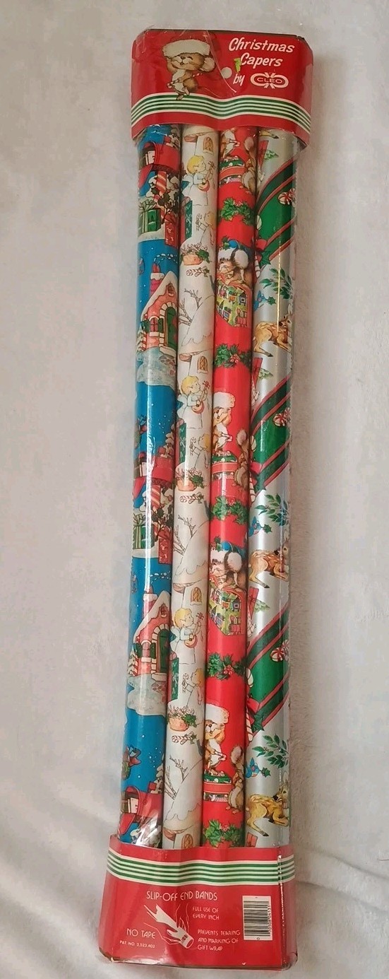 Vintage CLEO Christmas Wrapping Paper 1970s Great Colors 3 Complete ...