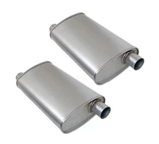 HI PERFORMANCE HI FLOW XL TURBO MUFFLERS ALUMINIZED 2.5" OFFSET OFFSET PAIR