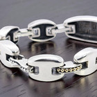 DESIGNER CAVIAR STERLING SILVER 18K YELLOW GOLD BEAD 7.5" LINK BRACELET #8081 — photo 3