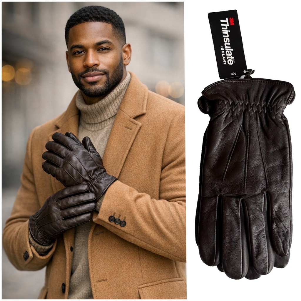 3M Thinsulate Mens Brown Leather Insulated Gloves Large
