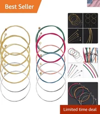2 Sets of 6 Alloy Steel Guitar Strings - Multicolor & Yellow Options