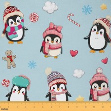 Penguin Fabric by Yard Christmas Winter DIY Upholstery Sewing