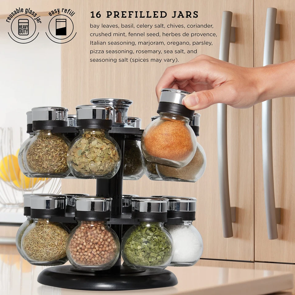 16 Jar Ellington Revolving Countertop Spice Rack with Lift & Pour Caps and Sp... - Image 2 of 4