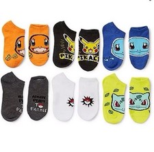 Boys POK MON No-Show Socks 6-Pair Pack Size 9-11 Shoe Size 4-10 NEW