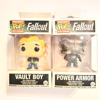 Funko Pocket POP! Keychain: Fallout Power Armor AND Vault Boy RARE VAULTED NIB