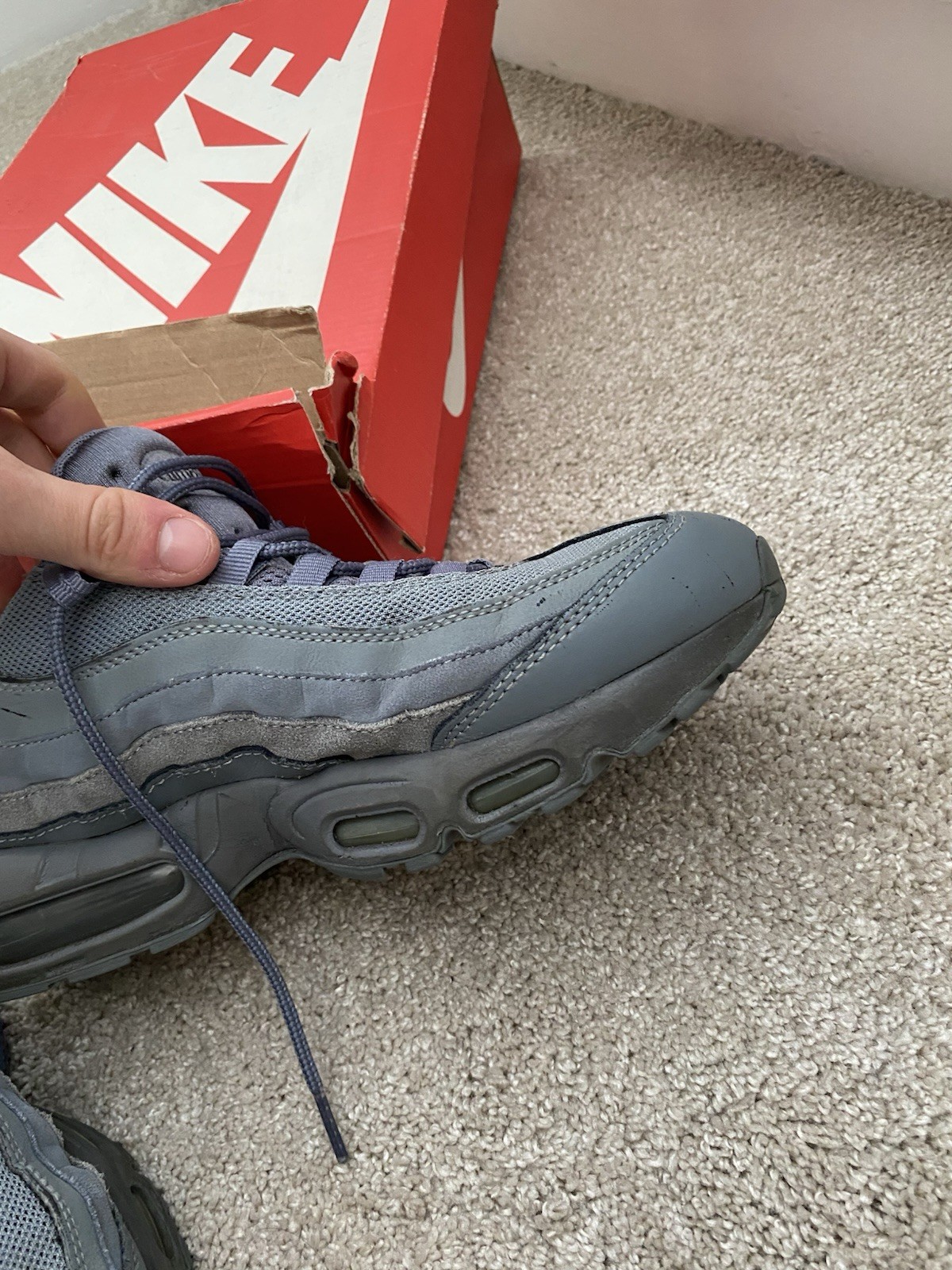 Rare 2017 Nike Air Max 95 Cool Grey Triple All Gray Shoes 749766-012 Mens Size 8 image 6