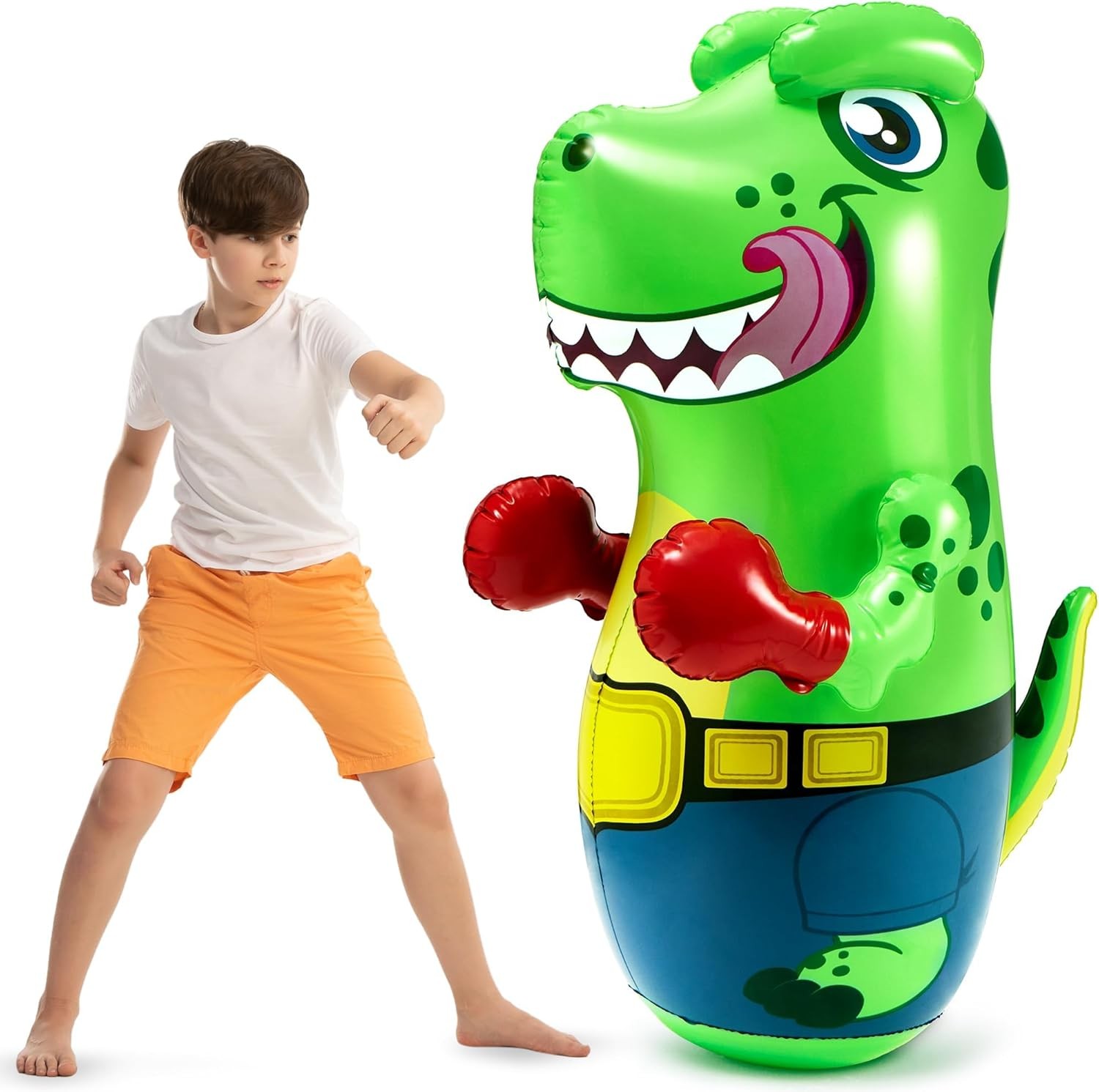 JOYIN Punching Bag for Kids,Inflatable T.rex Dinosaur Bopper 47 Inches, Freesta