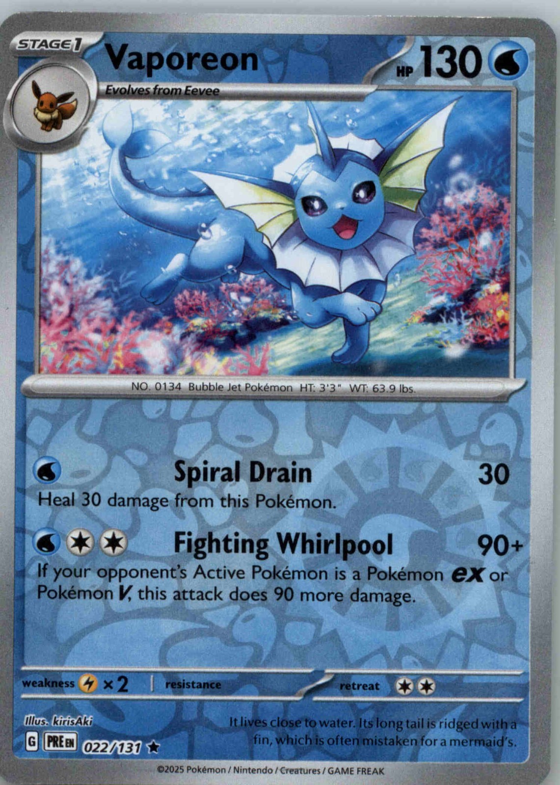 Vaporeon 22/131 Reverse Holo Rare SV Prismatic Evolutions NM