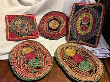 Raffia Trivots Vintage Lot Of 5 Various Sizes 4-7” Boho