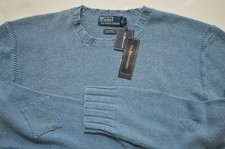 New Polo Ralph Lauren Men Linen-Cotton Washed/Repaired Sweater Crew Neck Jumper