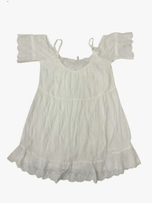 $150 Neiman Marcus Women's White Eyelet Cold Shoulder Dress Size 8