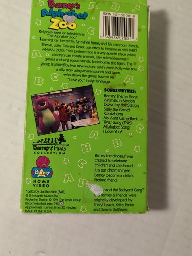 Barneys Alphabet Zoo (VHS 1994) Lyons Friends Sing Along WHITE TAPE RARE CULT - Picture 3 of 4