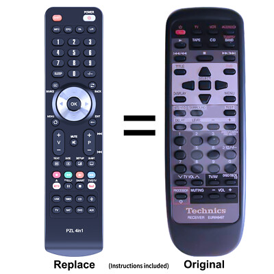 Télécommande De Remplacement Pour Ampli Technics SA-R277 (EUR64745) - Sans Fil, Noire - Neuf Avec Garantie 3 Mois