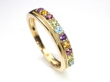 GOLDJUNGE69 * FACETTENREICH DAMEN RING (18) 10x MULTI  STEIN 0,38ct 375er GELBGO