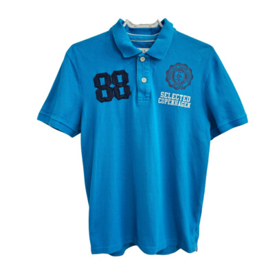 Men's Polo Short Sleeve Shirt, Selected Elevated Design, Size M, Turquoise/Cyan