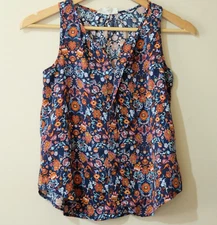 Pink Rose Top Floral Sleeveless 100% Rayon Women's S #H2-39