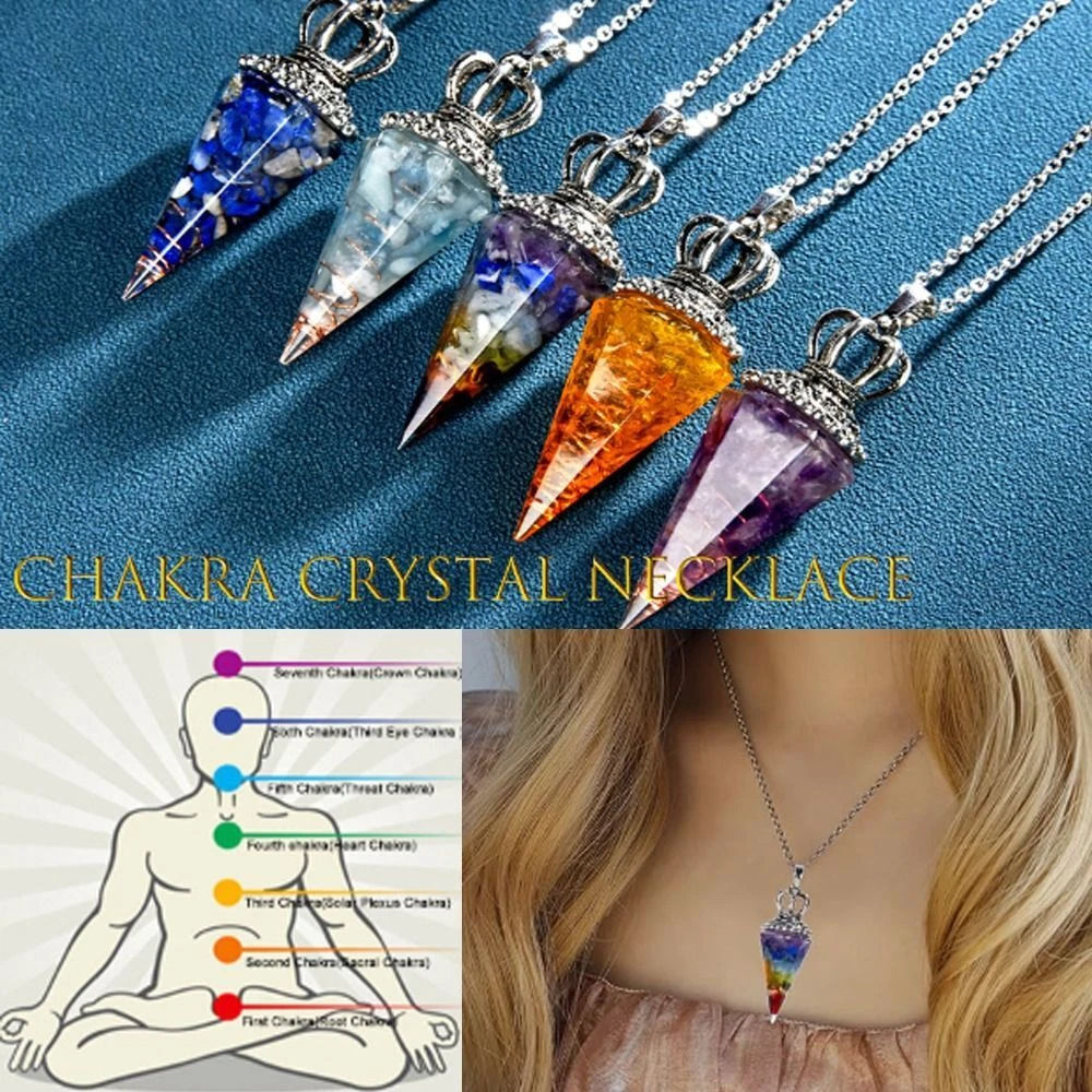 Chakra healing crystal necklace deals
