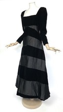 VTG Oscar de La  Renta black evening dress satin and velvet M 14UK