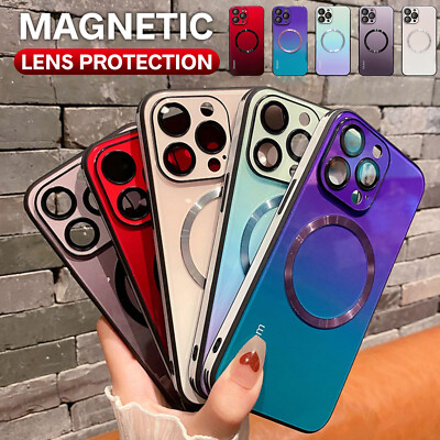 Gradient Mag Safe Glass Case For iPhone 16 Pro Max 15 14 13 12 Multiple colors