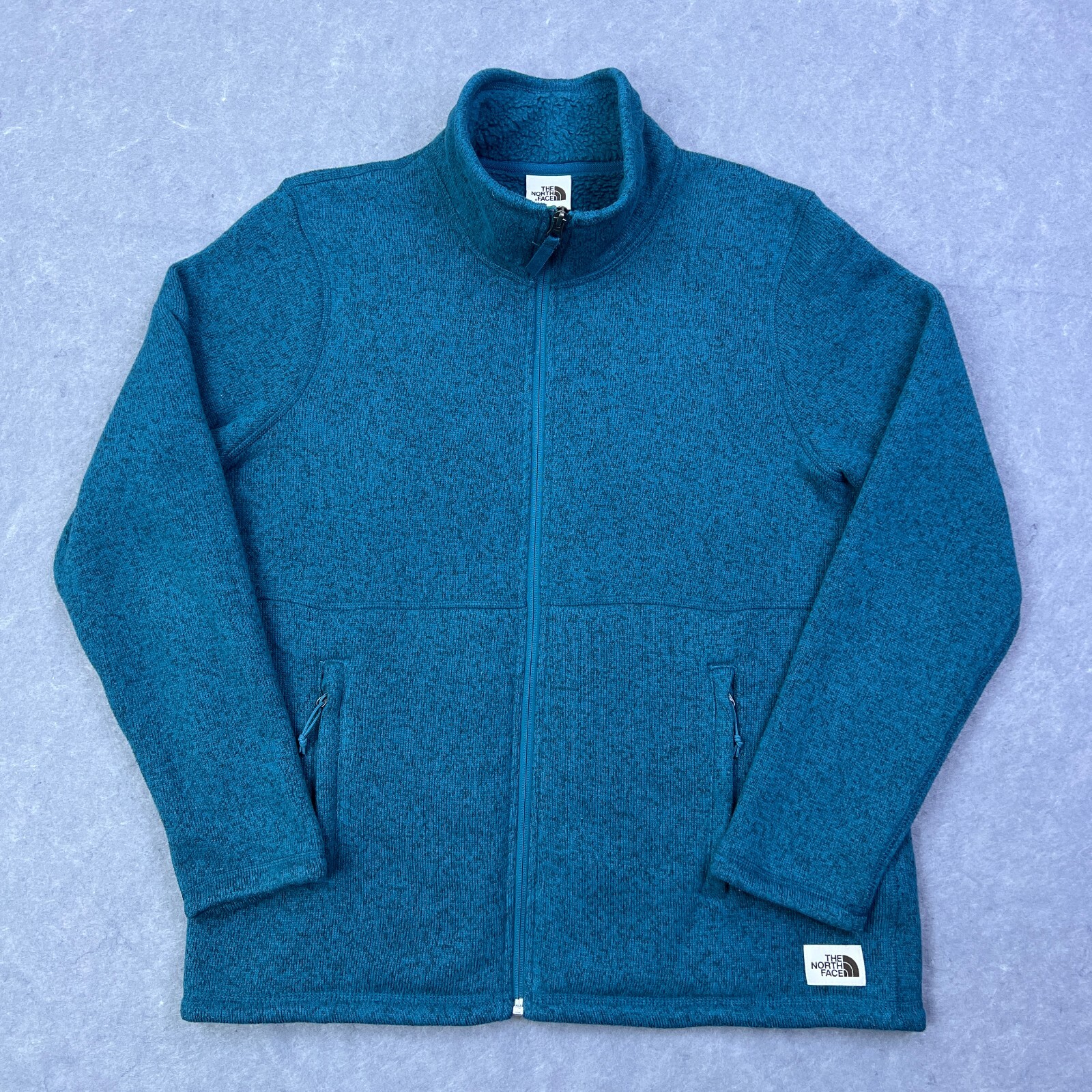 North Face Womens Crescent Full Zip Sweater Jacket Light Blue Knit Layer NF0A3YTE