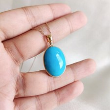 Ciondolo turchese bellezza addormentata in argento sterling, gioielli fatti a mano placcati oro