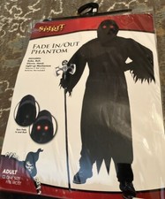 Spirit Halloween Fade In/Out Phantom Costume Complete Adult OSFM Glowing Eyes