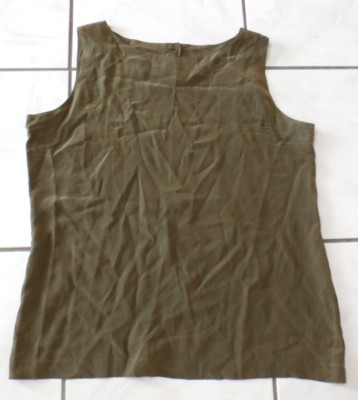 Amber Stone Women Green Short Sleeve Silk Top Blouse Size L