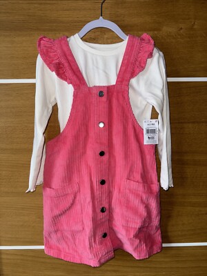 Matalan Mädchen rosa Trägertop mit cremefarbenem Langarmshirt 4-5 Jahre