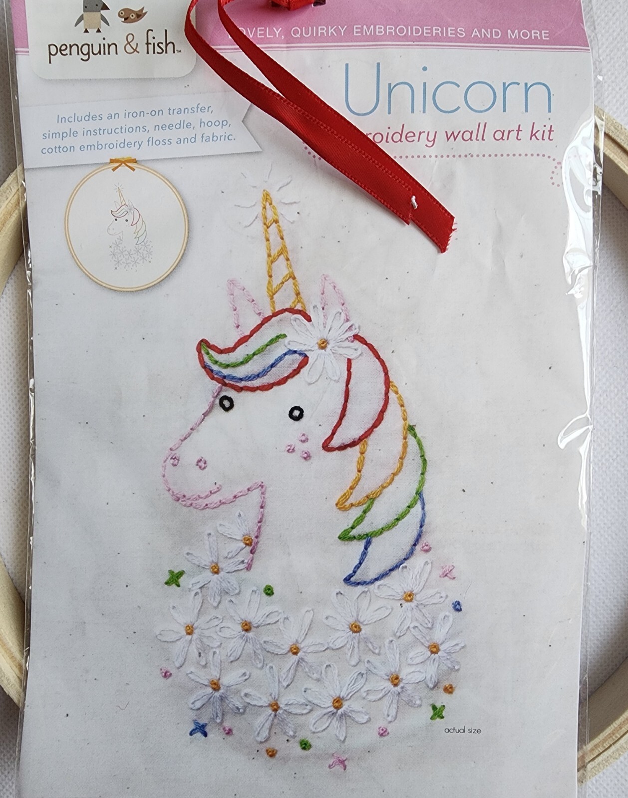 Penguin & Fish UNICORN Embroidery Wall Art Kit For Beginner New! A14