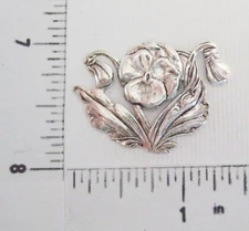 30414     Matte Silver Oxidized Pansy Brass Jewelry Finding
