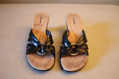 Women's White Mt. Black Strappy Dress Sandals W/ Heel Size 6 1/2 | eBay