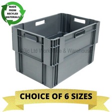 5 x Heavy Duty Stackable & Nestable Plastic Euro Storage Boxes Recycled Plastic