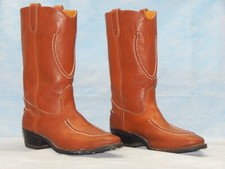 Vintage Double-H Leather Lined Cowboy Western Boots 8.5 Vibram Made in USA
