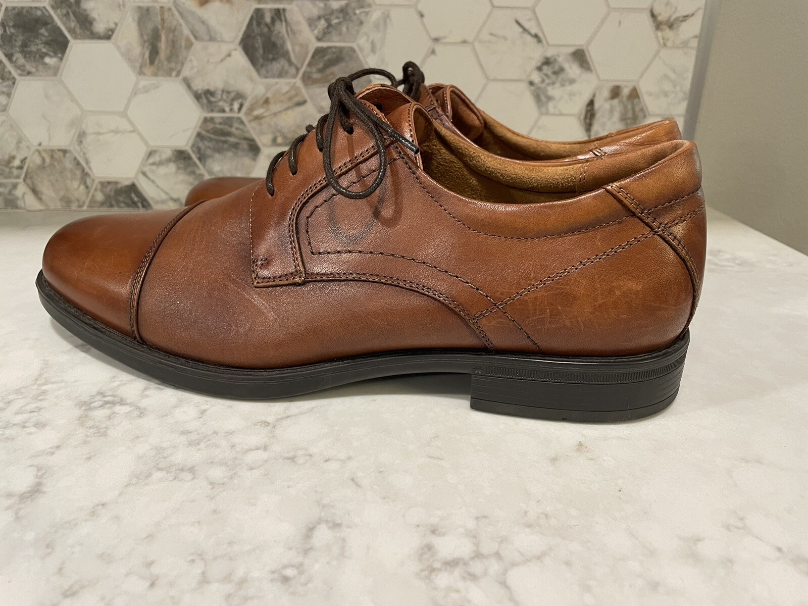 SAOLA Abito con lacci Oxford scarpe ortolite Florsheim da uomo taglia 9 5 marrone in pelle