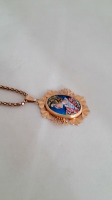 Collier Sautoir En Or 18k Et Porcelaine De Limoges - Pendentif émaillé Thoumieux Clément