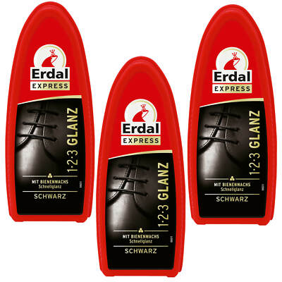 3x Erdal Express 1 2 3 Glanz Schwamm schwarz mit Bienenwachs Schnellglanz Schuhe
