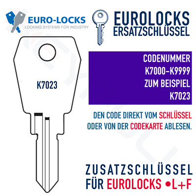 Eurolocks Euro Locks  Ersatzschlüssel Nachschlüssel nach Code K7000-K9999 EU-13D